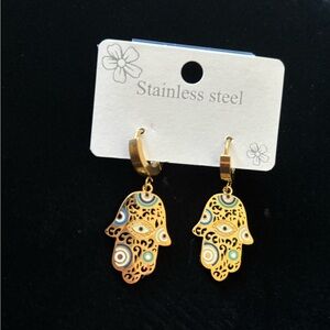 Stainless Steel Hamsa Hand earrings
